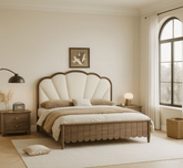 Gharaana Beds Lisa 100% Solid Wood Upholstered Bed
